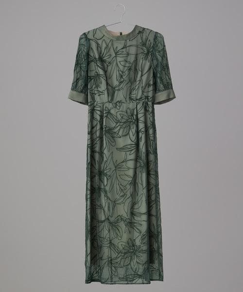 美品 niana ニアナ 花柄フロッキーオーガンジー ドレス M 結婚式お呼ばれ