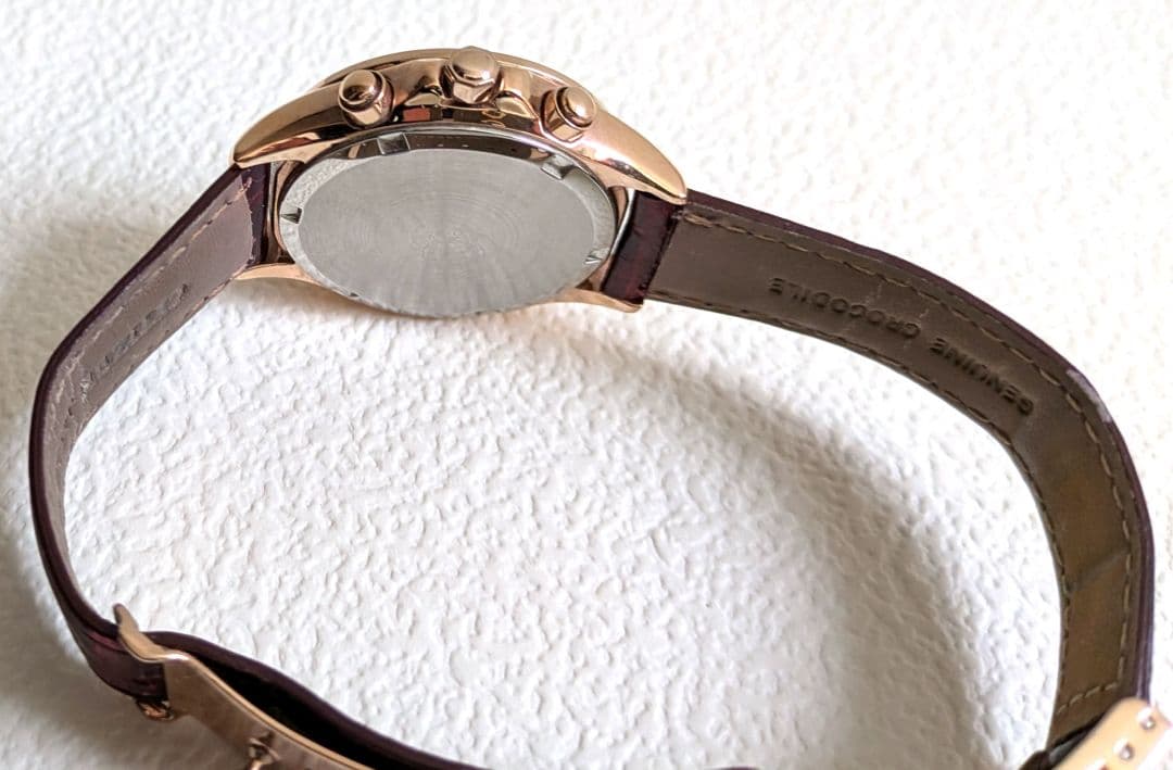 XC　エコドライブ　サクラピンク　クロノグラフ　レディース　革　ベルト