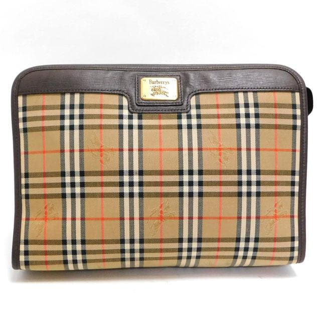 美品 BURBERRYS バーバリー クラッチバッグ シャドーホース 茶系