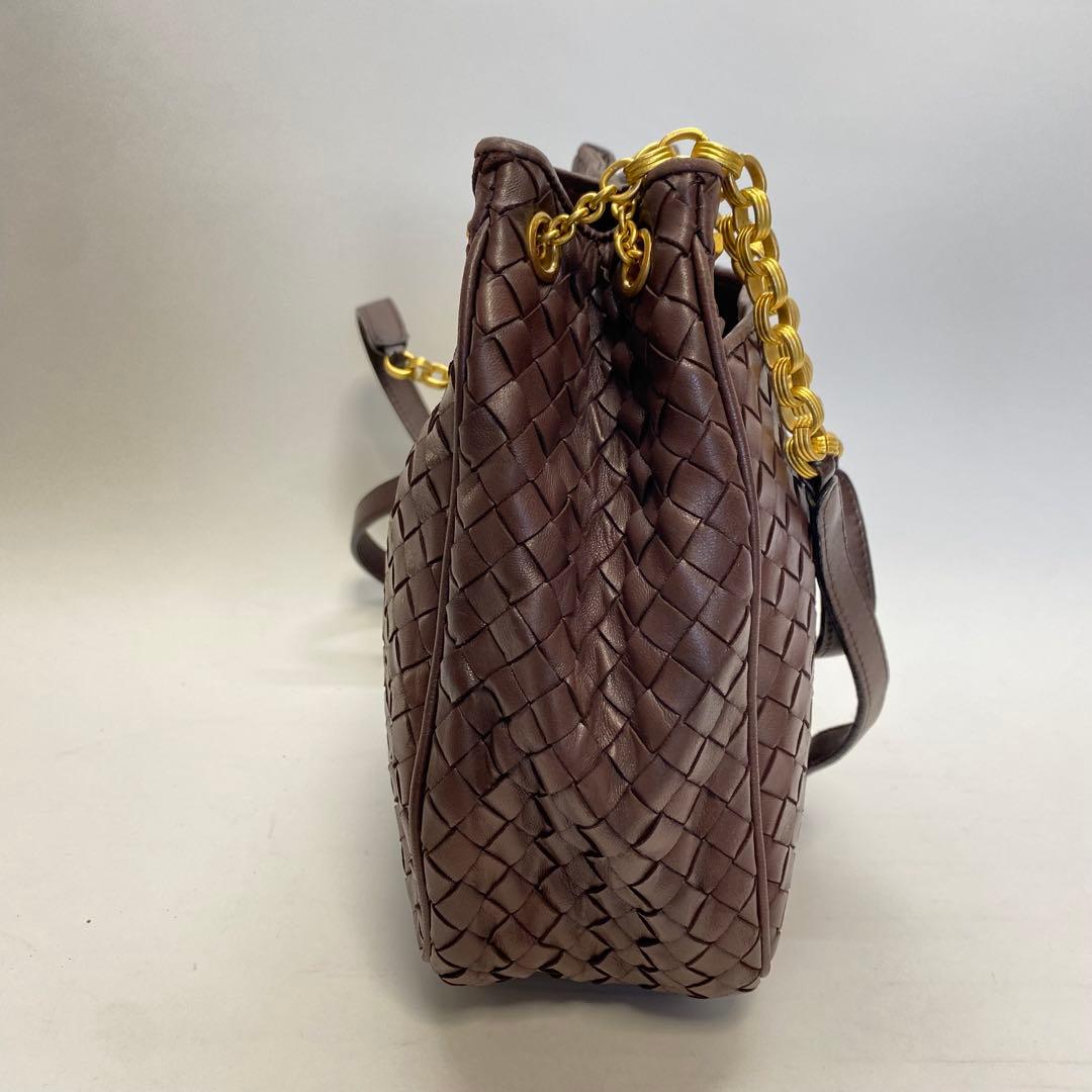 ボッテガヴェネタ ブラウン チェーンショルダーバッグ イントレチャート