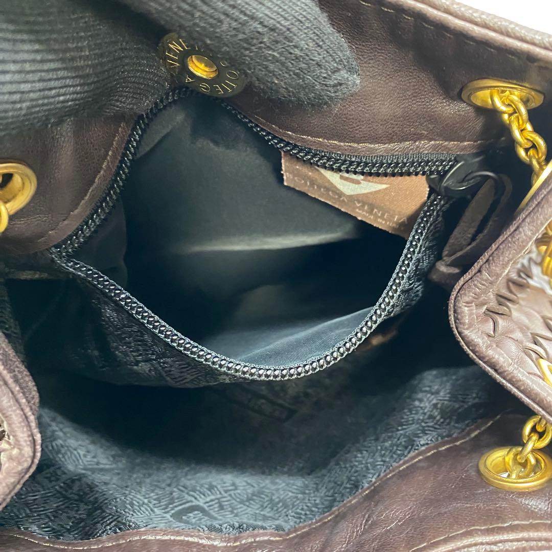 ボッテガヴェネタ ブラウン チェーンショルダーバッグ イントレチャート