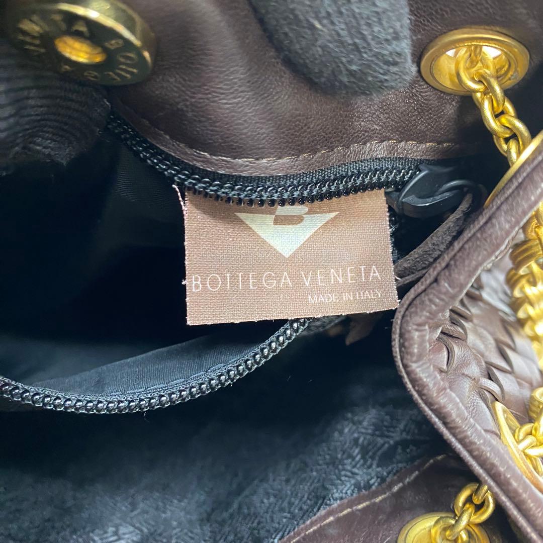 ボッテガヴェネタ ブラウン チェーンショルダーバッグ イントレチャート