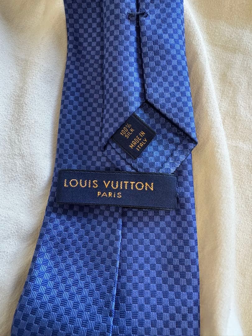 Louis Vuitton 青 チェック柄 ネクタイ