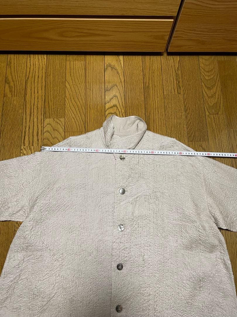 【未使用】ヨーガンレール 綿シルクロングジャケット しぼ加工 グレーベージュ