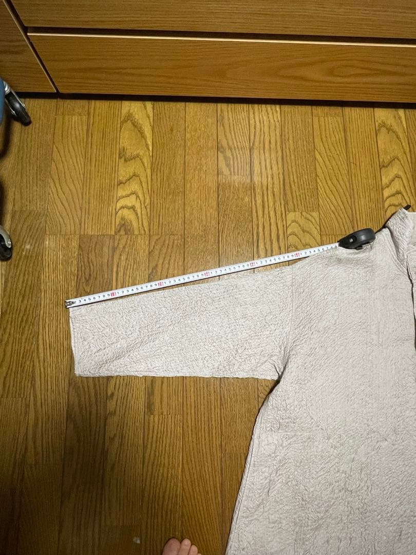 【未使用】ヨーガンレール 綿シルクロングジャケット しぼ加工 グレーベージュ