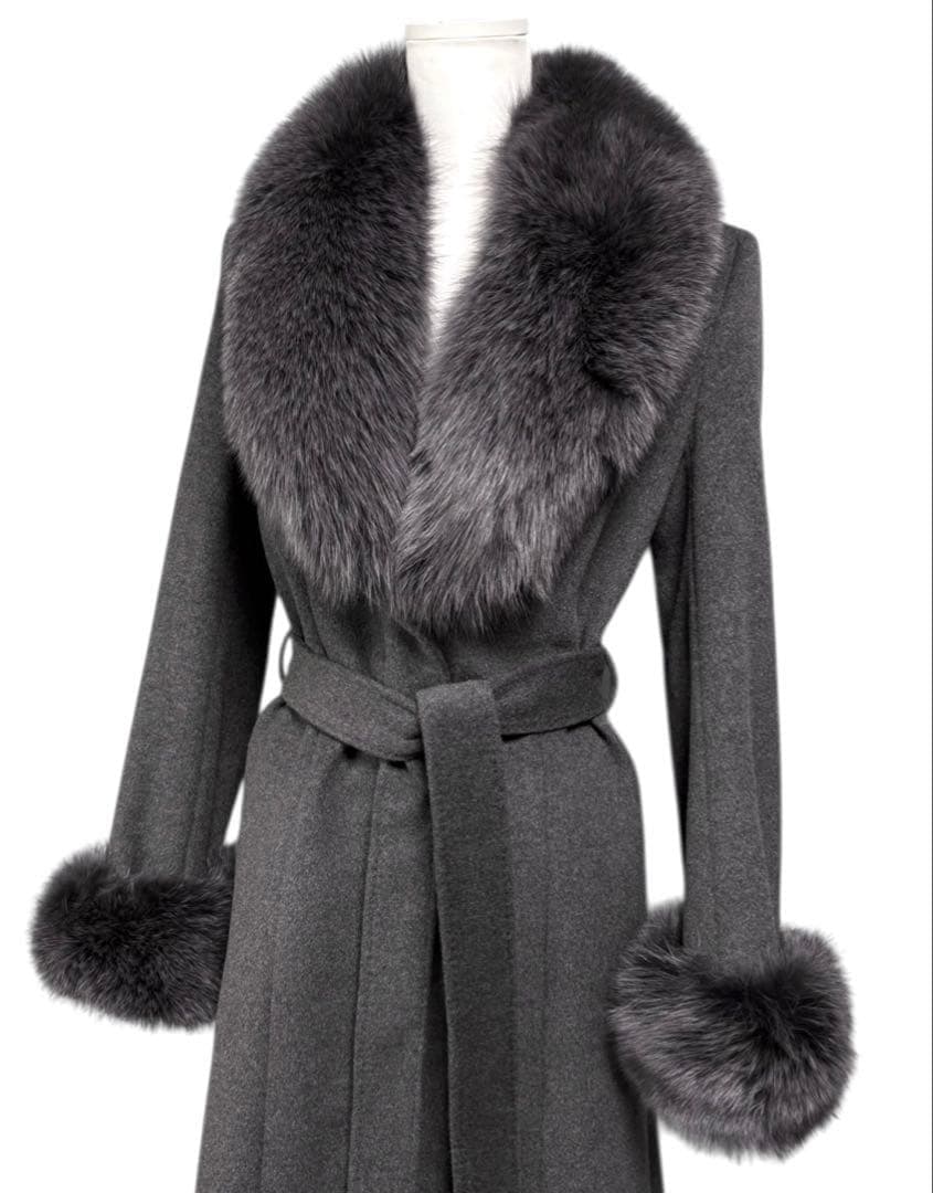 マテリア ブルーフォックス アンゴラウールコート ベルト付き