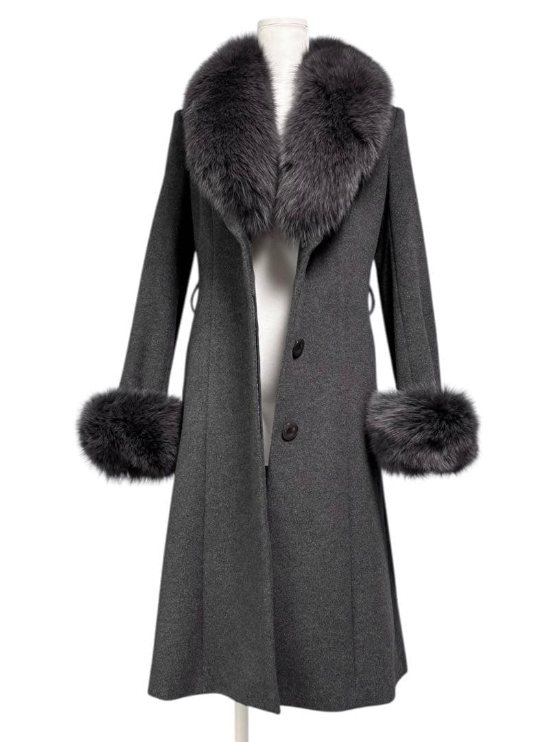 マテリア ブルーフォックス アンゴラウールコート ベルト付き