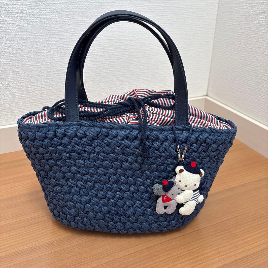 【ちょこさん専用】familiarネイビー編み込みかごバッグ