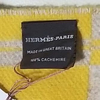エルメス　カシミアマフラー　バンド・ドゥ・レポ　イエロー系　新品未使用　タグ付き
