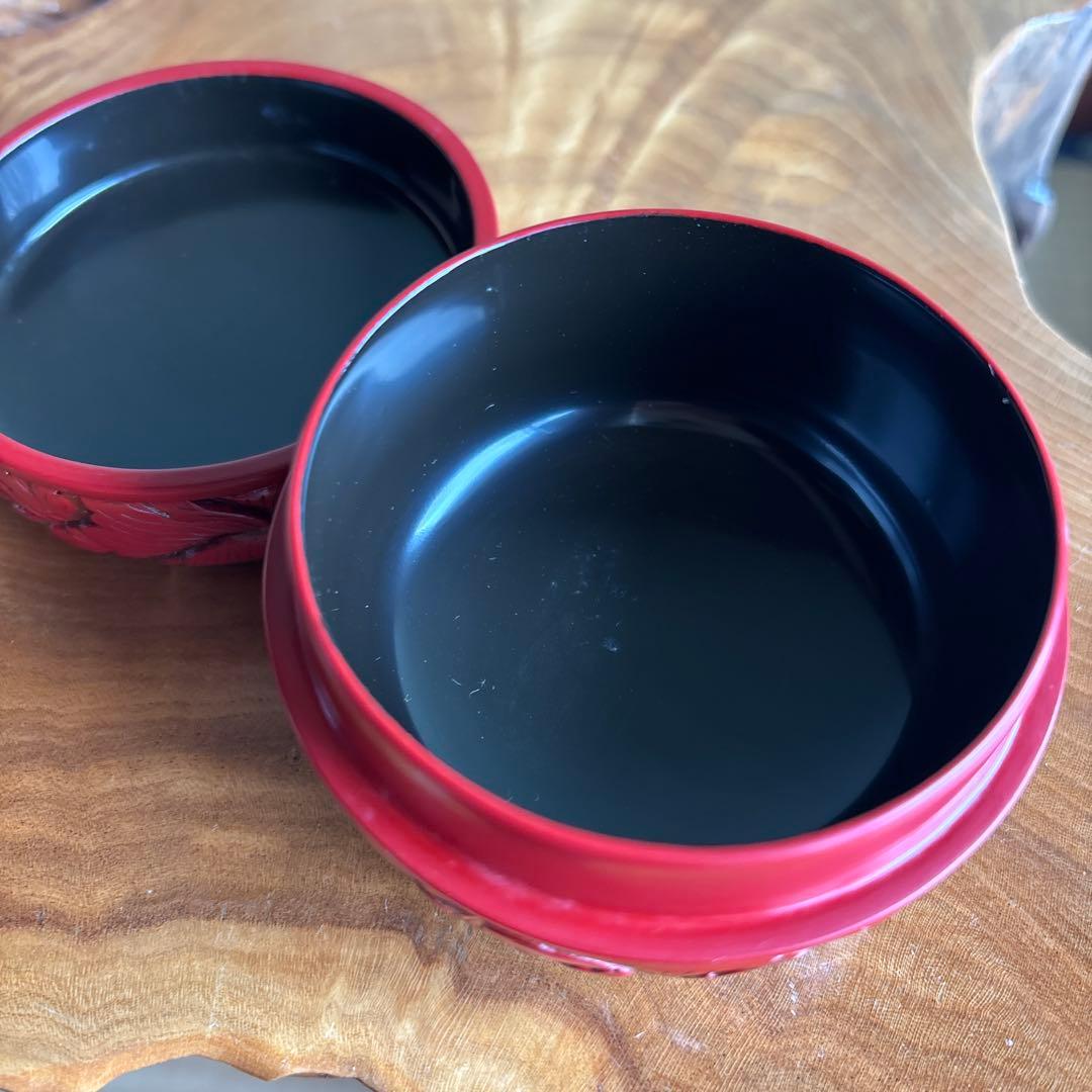 堆朱牡丹唐草 棗 泉山作 茶道具 共箱