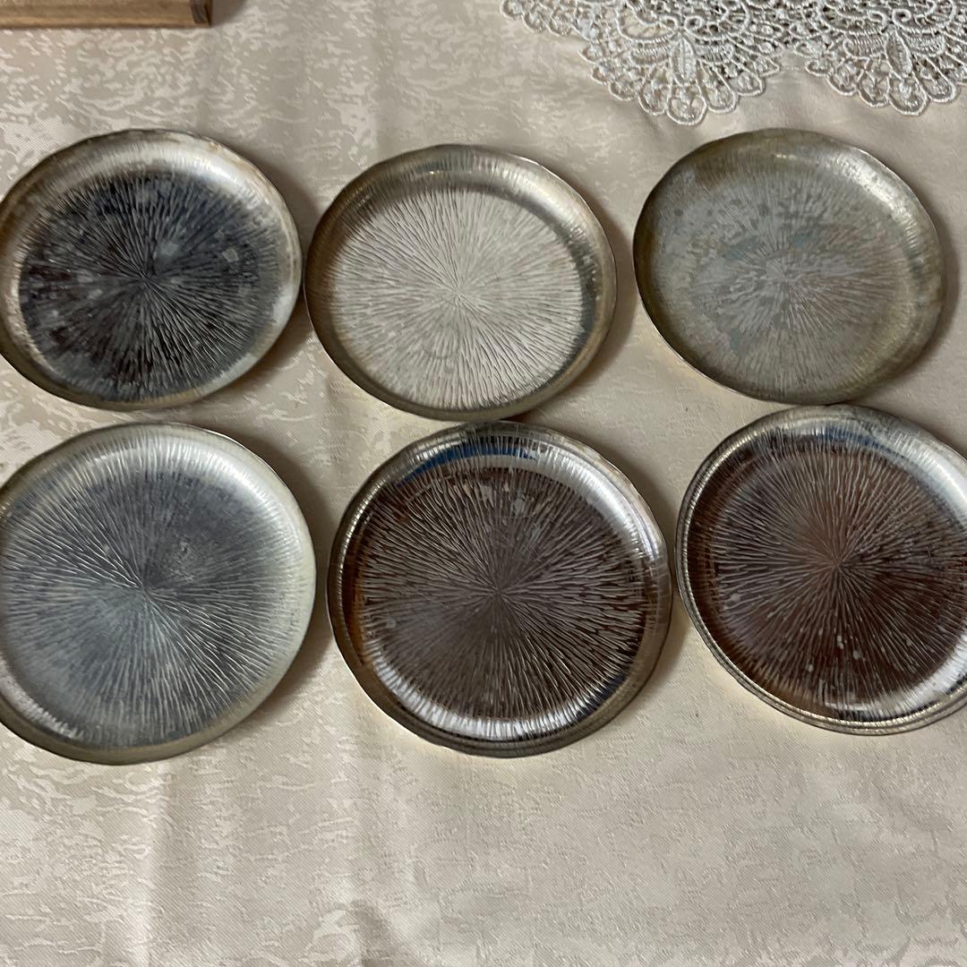 銀製　大阪尚美堂造　約10cmプレート6枚セット