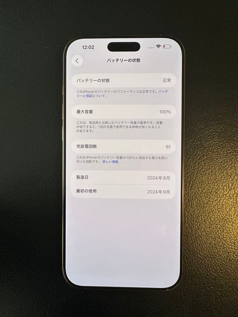 iphone 16 Pro max 256gb バッテリー100% 充放電61回