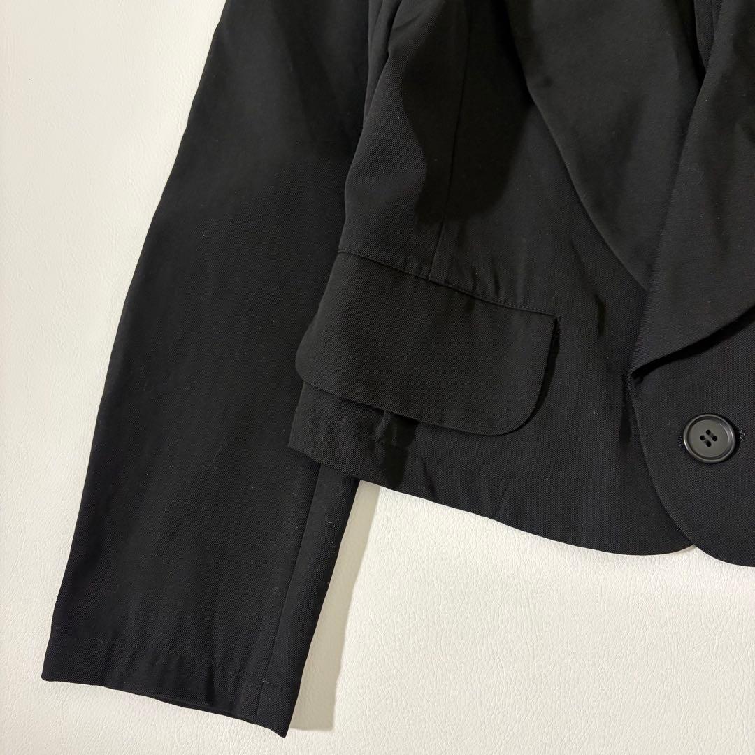 美品 リミフゥ ウールギャバジン ショールカラー テーラードJKT クロップド丈