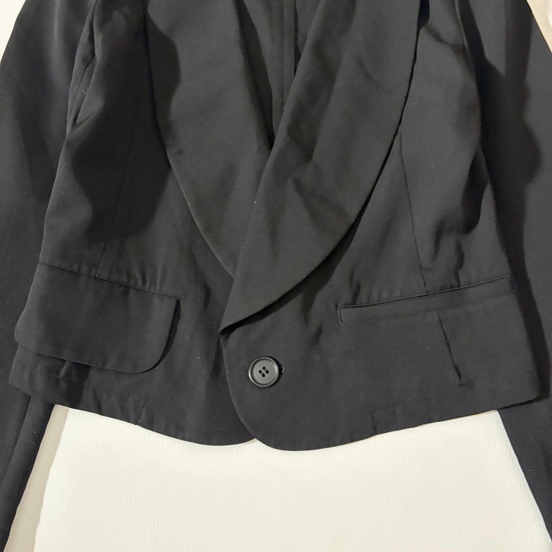 美品 リミフゥ ウールギャバジン ショールカラー テーラードJKT クロップド丈