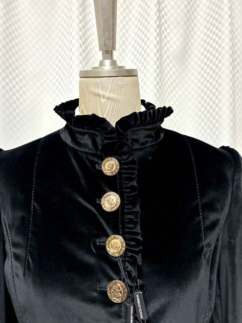 【新品 タグ付き】ドルチェ＆ガッバーナ ベロア コート ブラック 38 希少