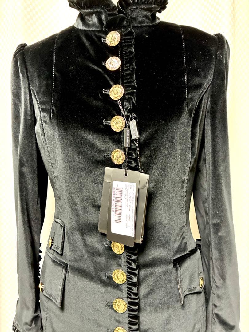 【新品 タグ付き】ドルチェ＆ガッバーナ ベロア コート ブラック 38 希少