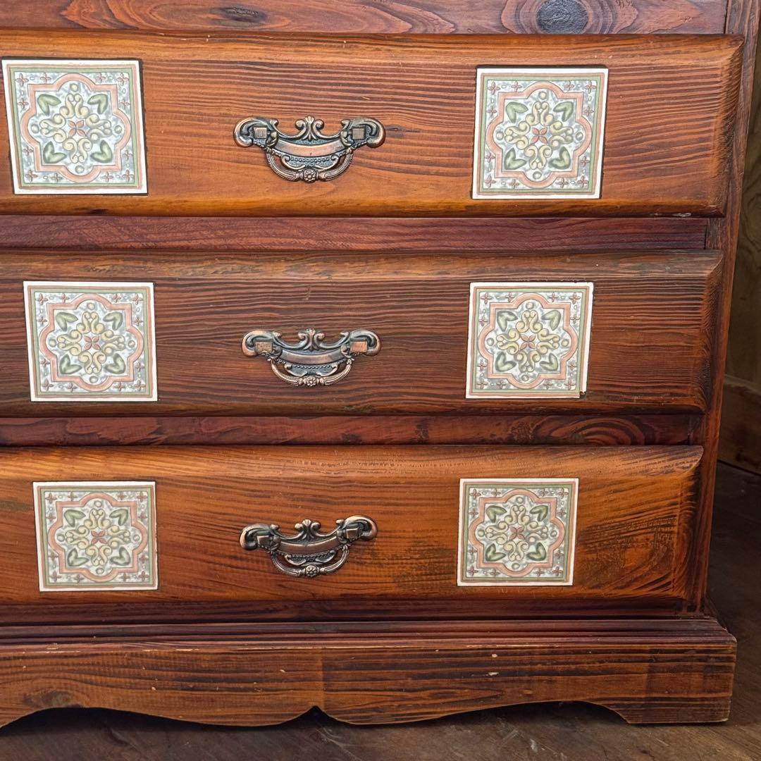 一点限り！ヴィンテージ★バレンシア　4段チェスト　棚　　タイル家具　スパニッシュ