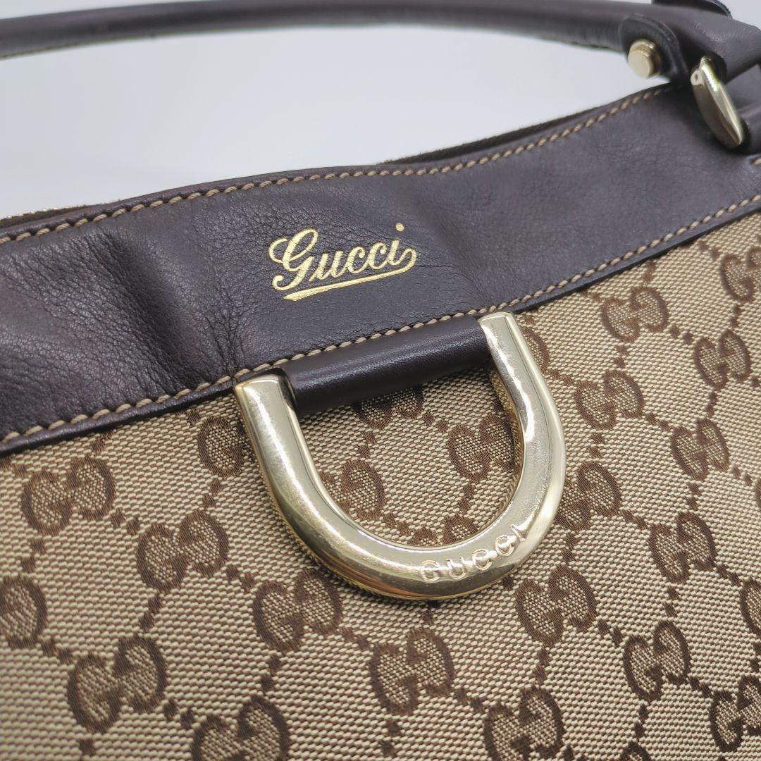 【人気モデル・良品】グッチ☆アビー トートバッグ GGキャンバス レザー