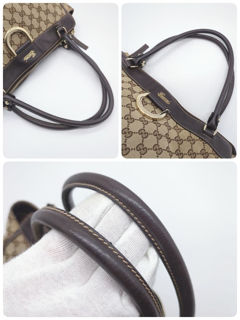 【人気モデル・良品】グッチ☆アビー トートバッグ GGキャンバス レザー