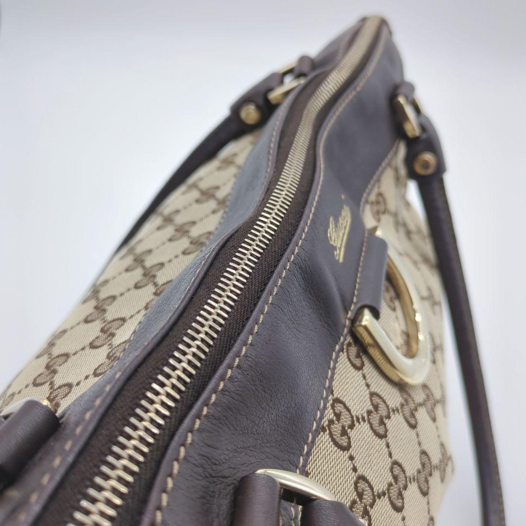 【人気モデル・良品】グッチ☆アビー トートバッグ GGキャンバス レザー