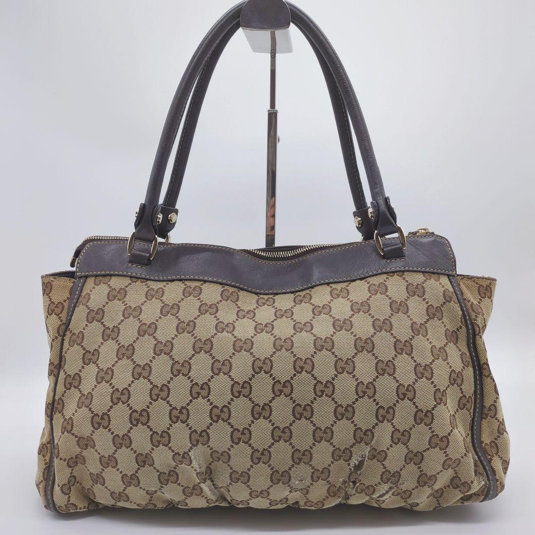 【人気モデル・良品】グッチ☆アビー トートバッグ GGキャンバス レザー