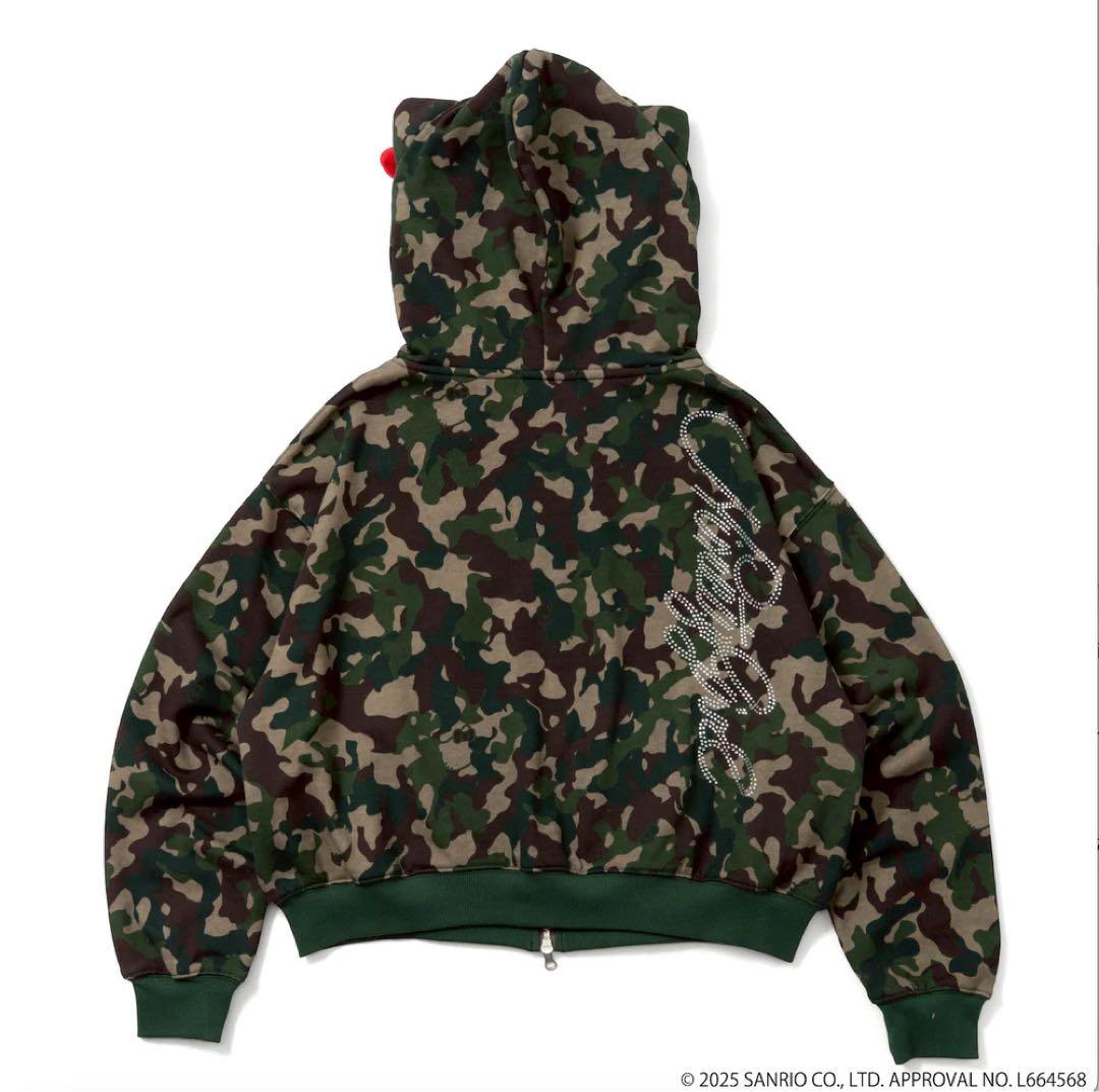 9090 HELLO KITTY 90 Zip パーカー green camo