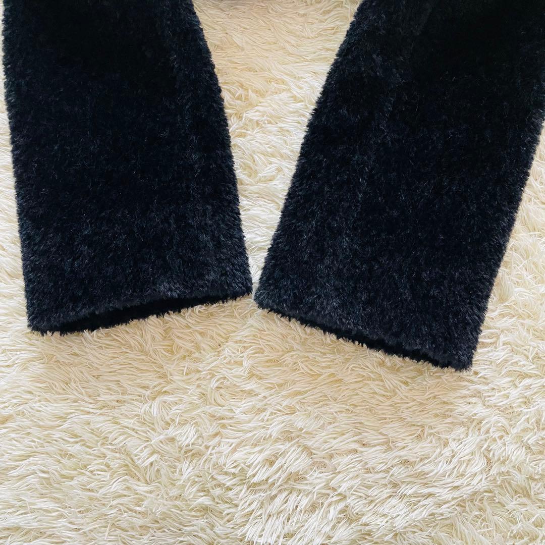 美品 マックスマーラ アルパカ混 ビックカラー ロング シャギーコート ブラック