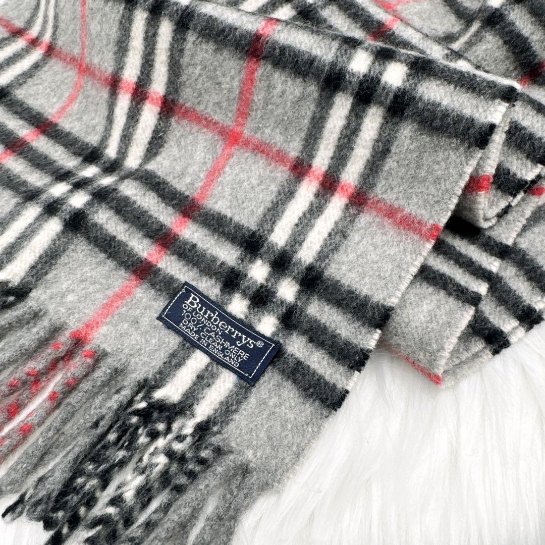 極美品✨ バーバリーロンドン マフラー カシミア100 ノバチェック グレー