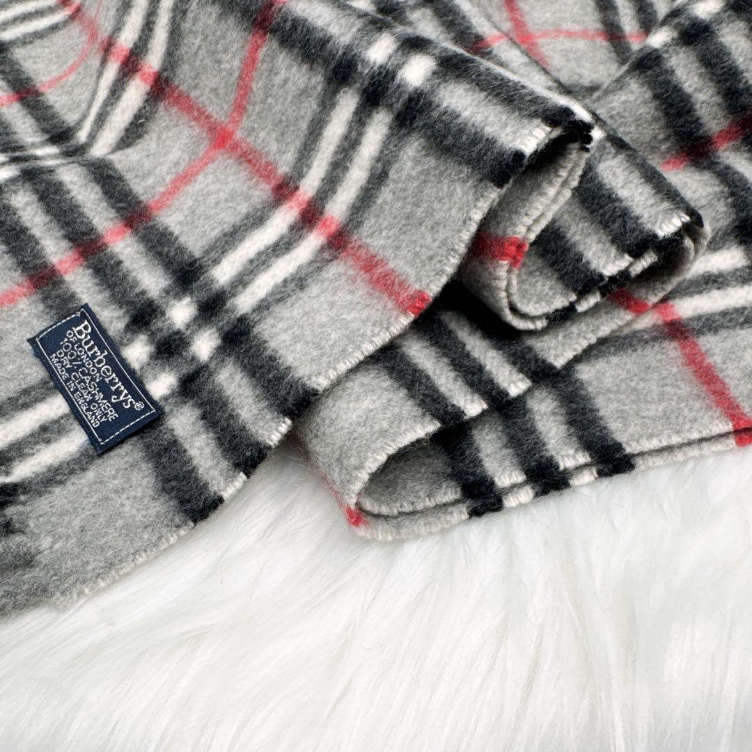 極美品✨ バーバリーロンドン マフラー カシミア100 ノバチェック グレー