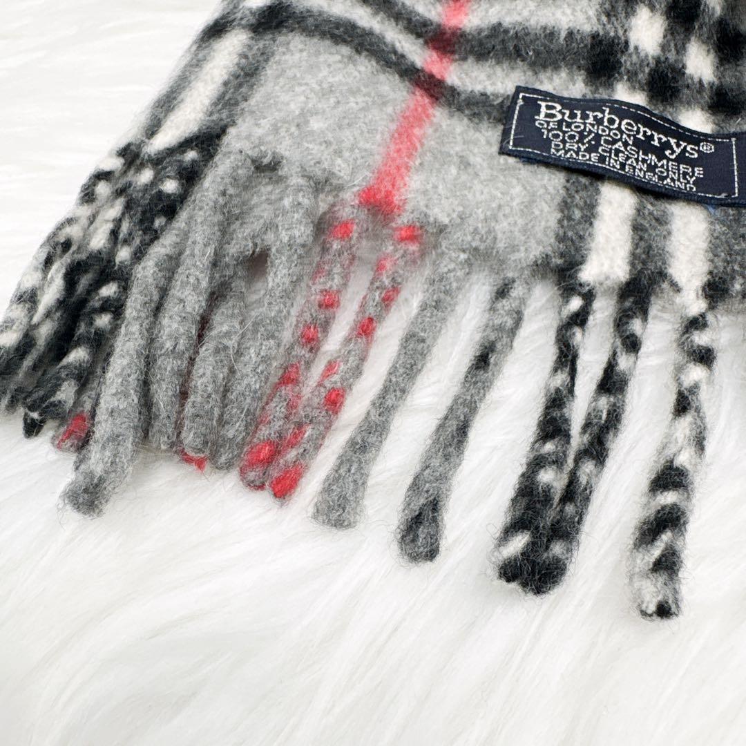 極美品✨ バーバリーロンドン マフラー カシミア100 ノバチェック グレー