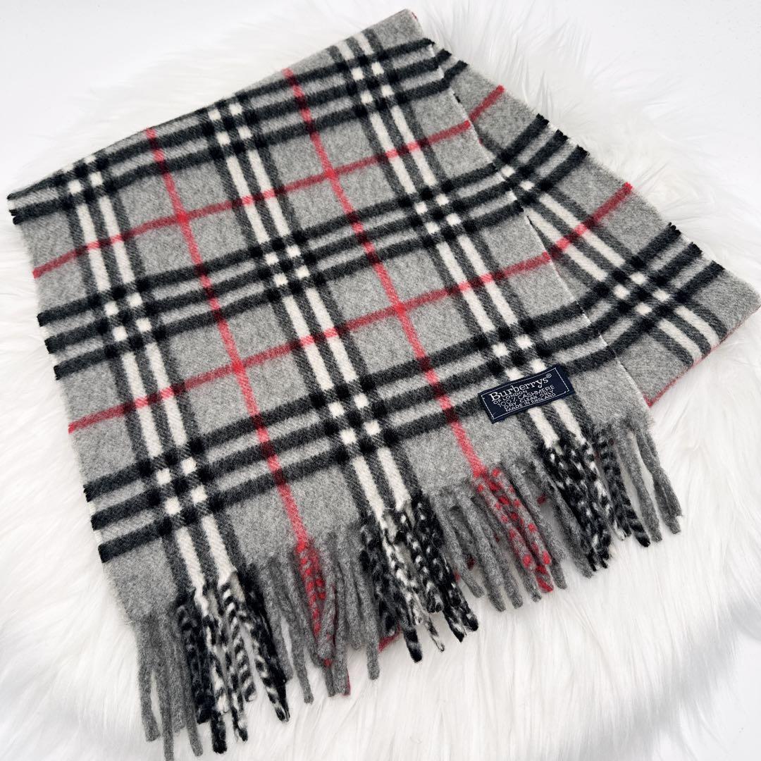 極美品✨ バーバリーロンドン マフラー カシミア100 ノバチェック グレー
