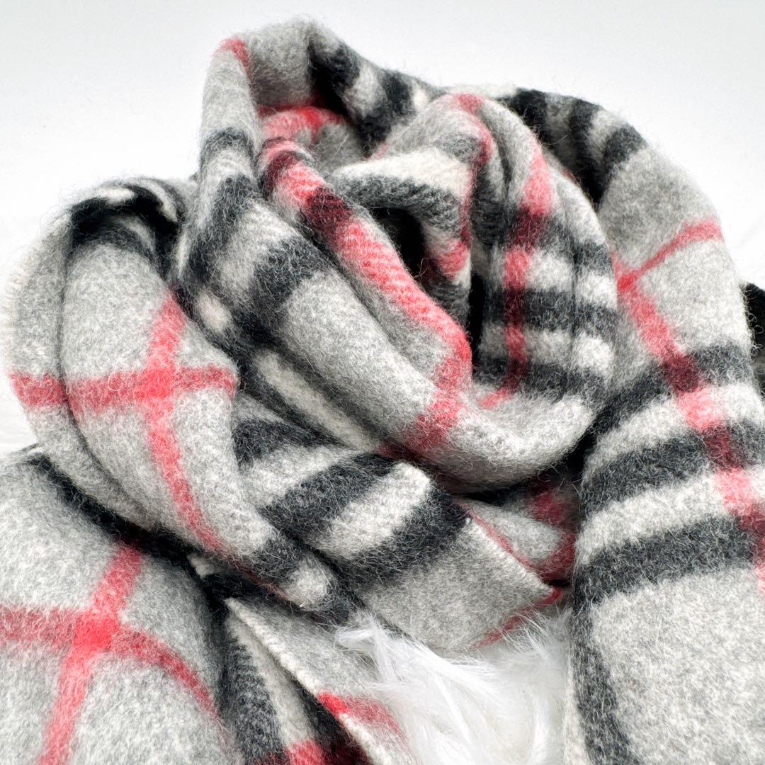 極美品✨ バーバリーロンドン マフラー カシミア100 ノバチェック グレー