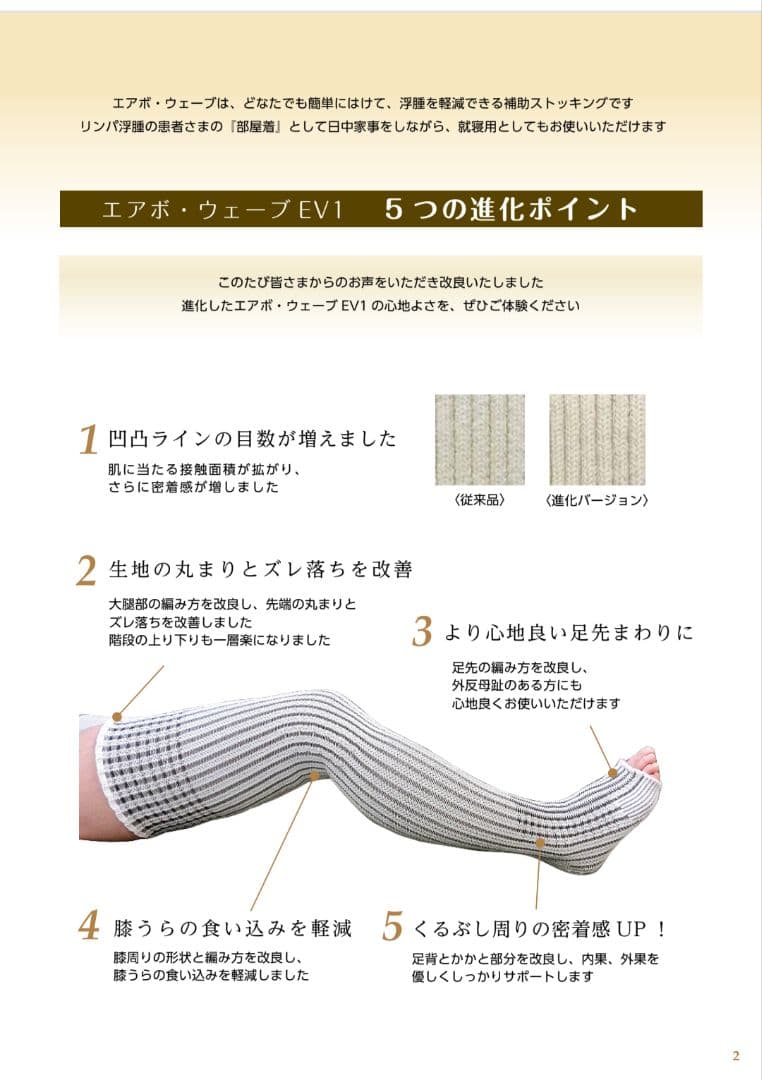 試着のみ♡エアボ・ウェーブ♡平編み弾性着衣♡ストッキング♡EV1♡10号