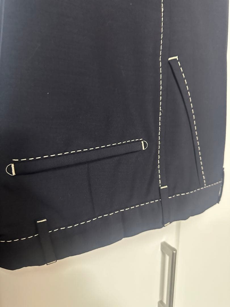 prada 2015ss ダークネイビー スーツ ホワイトステッチ