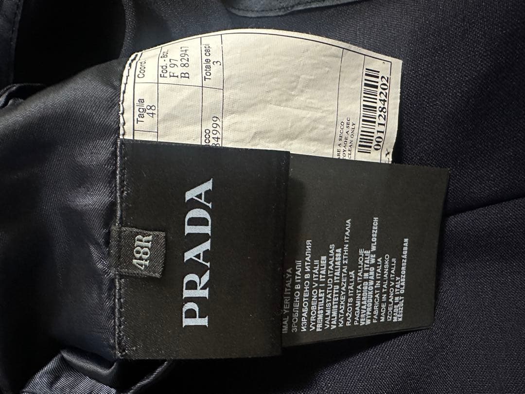 prada 2015ss ダークネイビー スーツ ホワイトステッチ