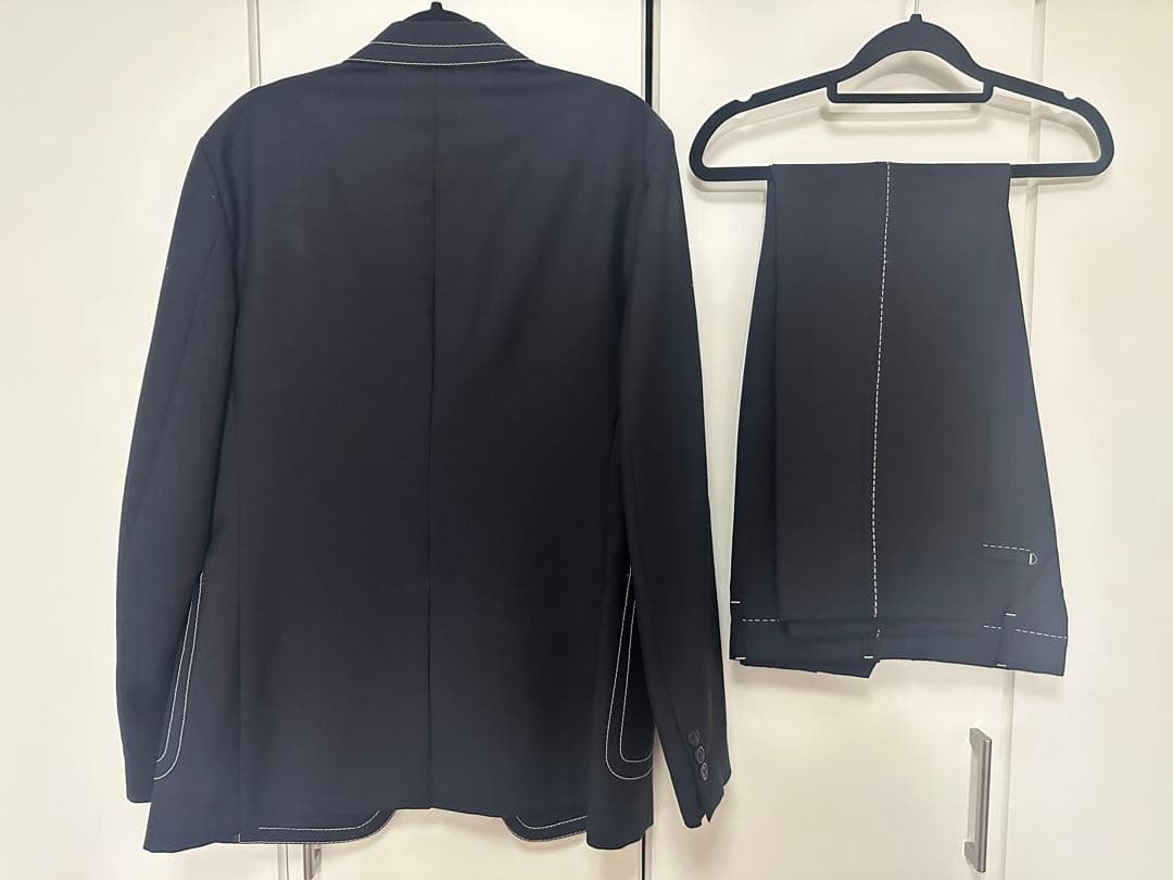 prada 2015ss ダークネイビー スーツ ホワイトステッチ