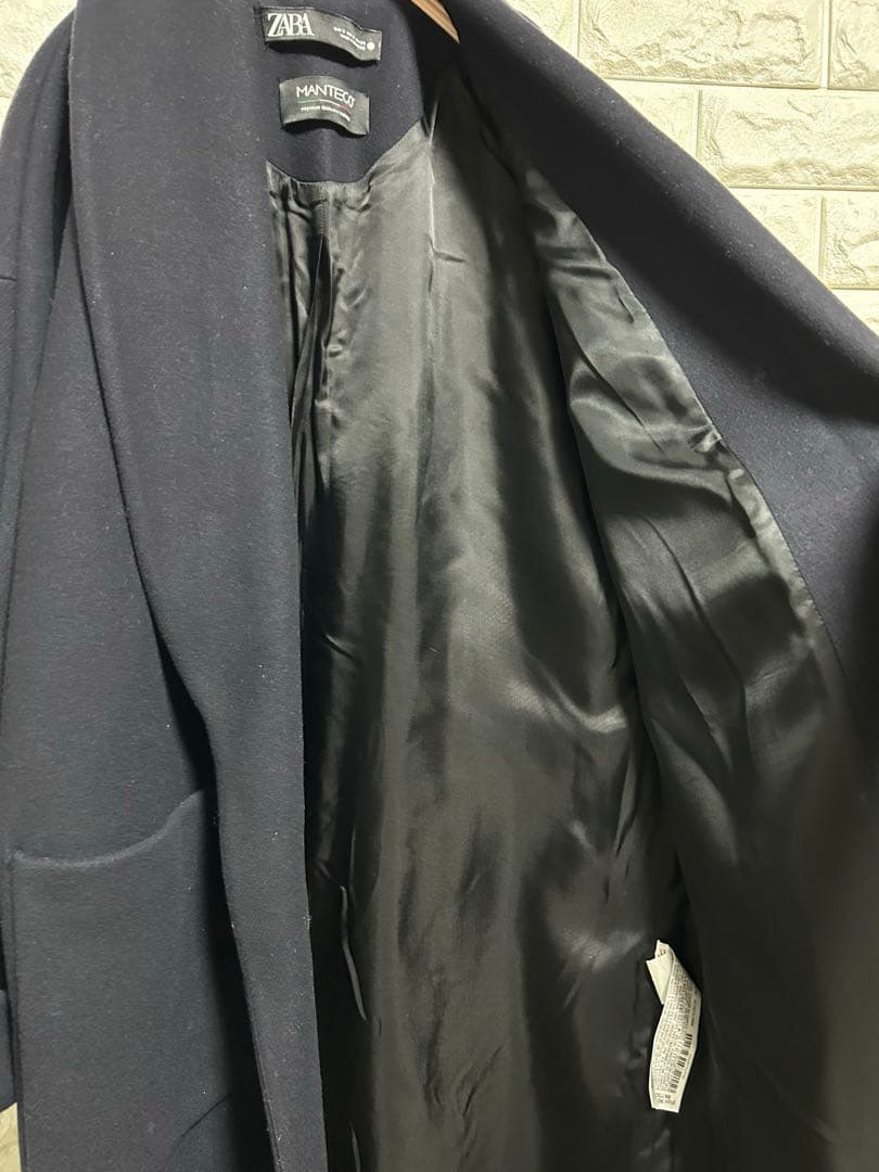 〔未使用に近い〕ZARA ネイビー ロングコート Manteco
