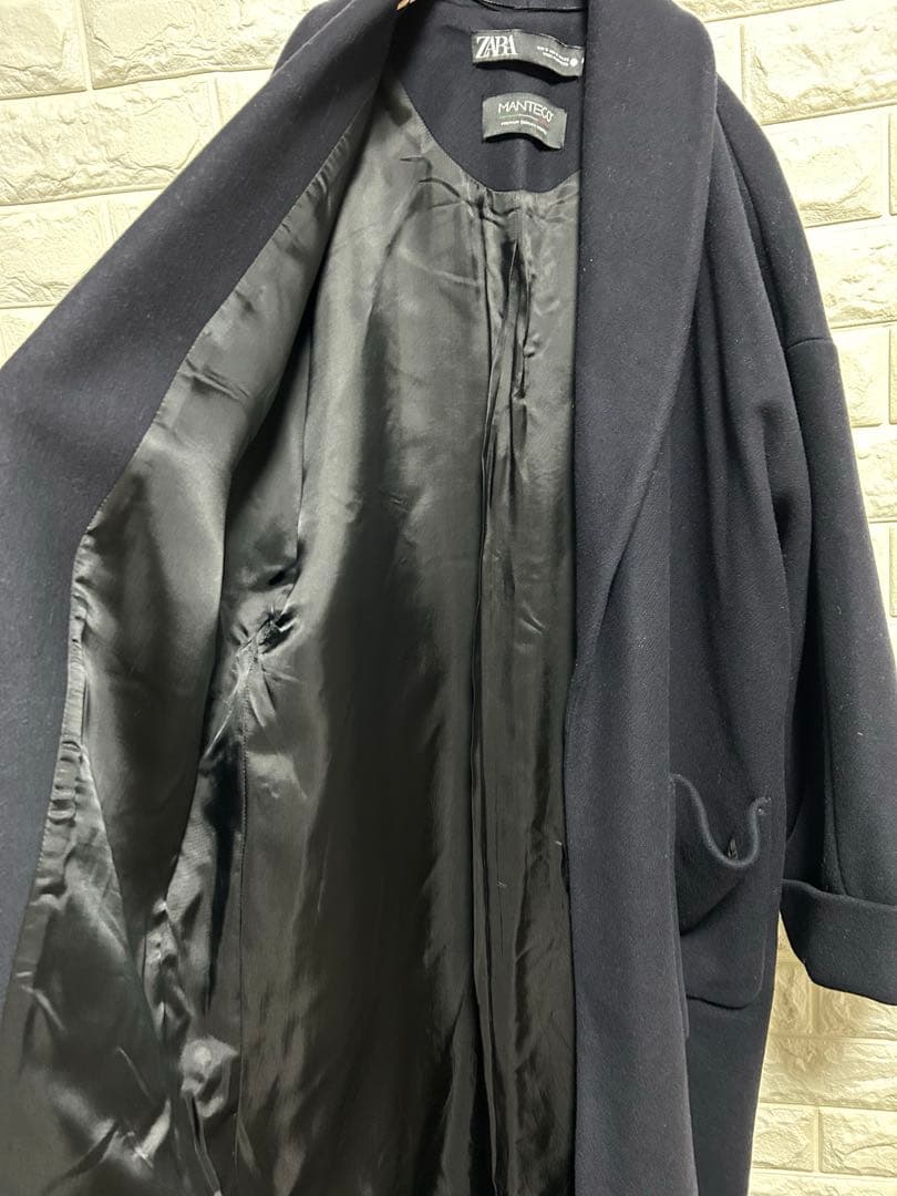〔未使用に近い〕ZARA ネイビー ロングコート Manteco