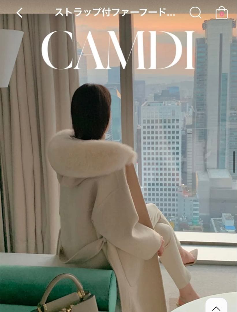 DHOLIC ストラップ付ファーフードロングコート アウター