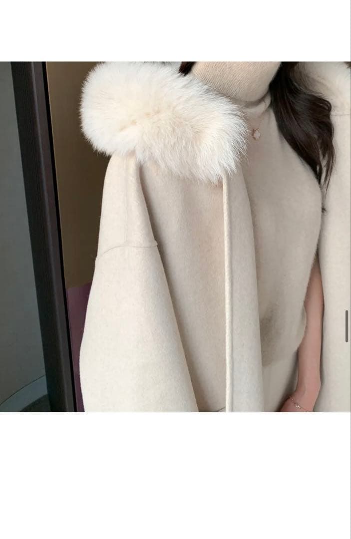 DHOLIC ストラップ付ファーフードロングコート アウター