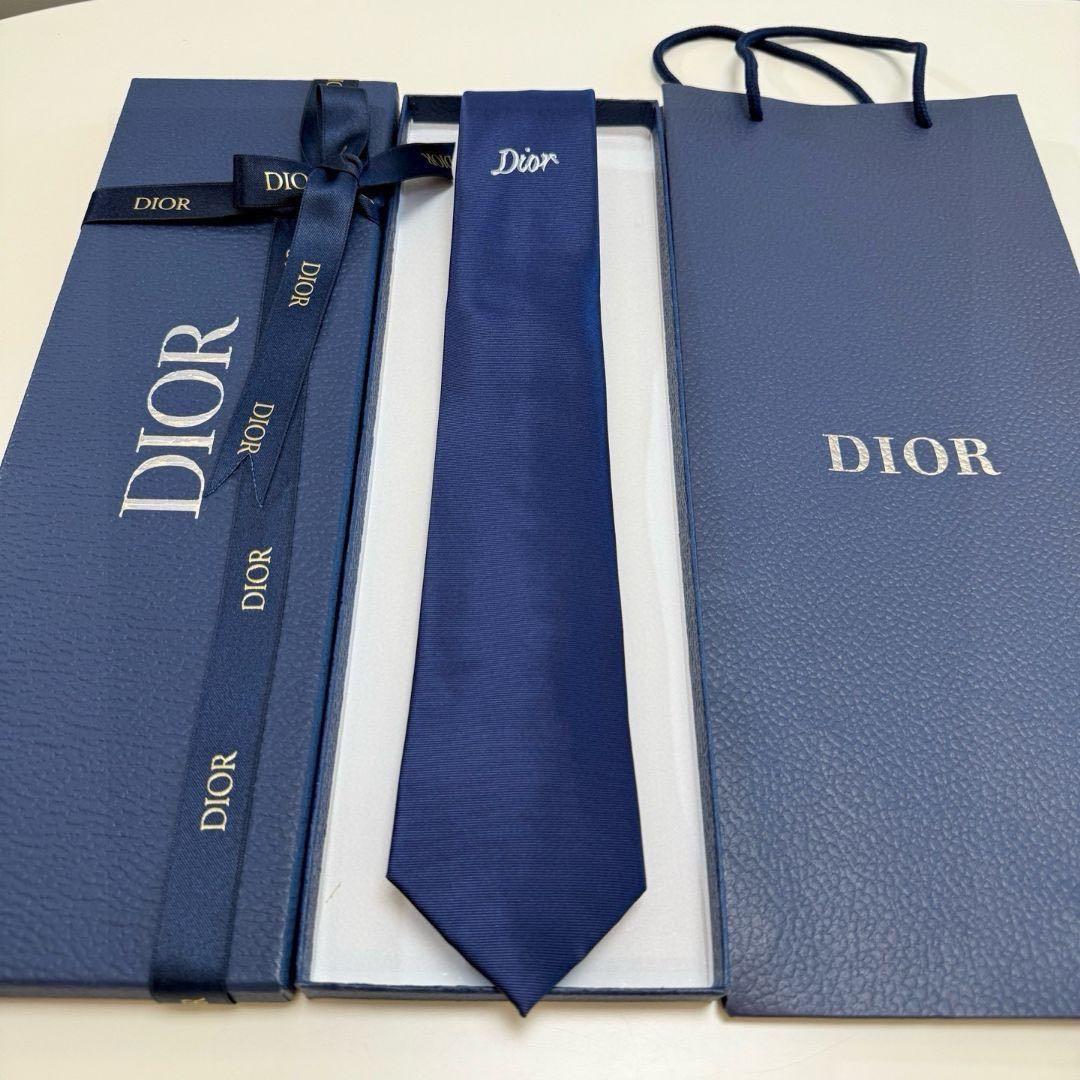 Dior ネイビー シルク ネクタイ