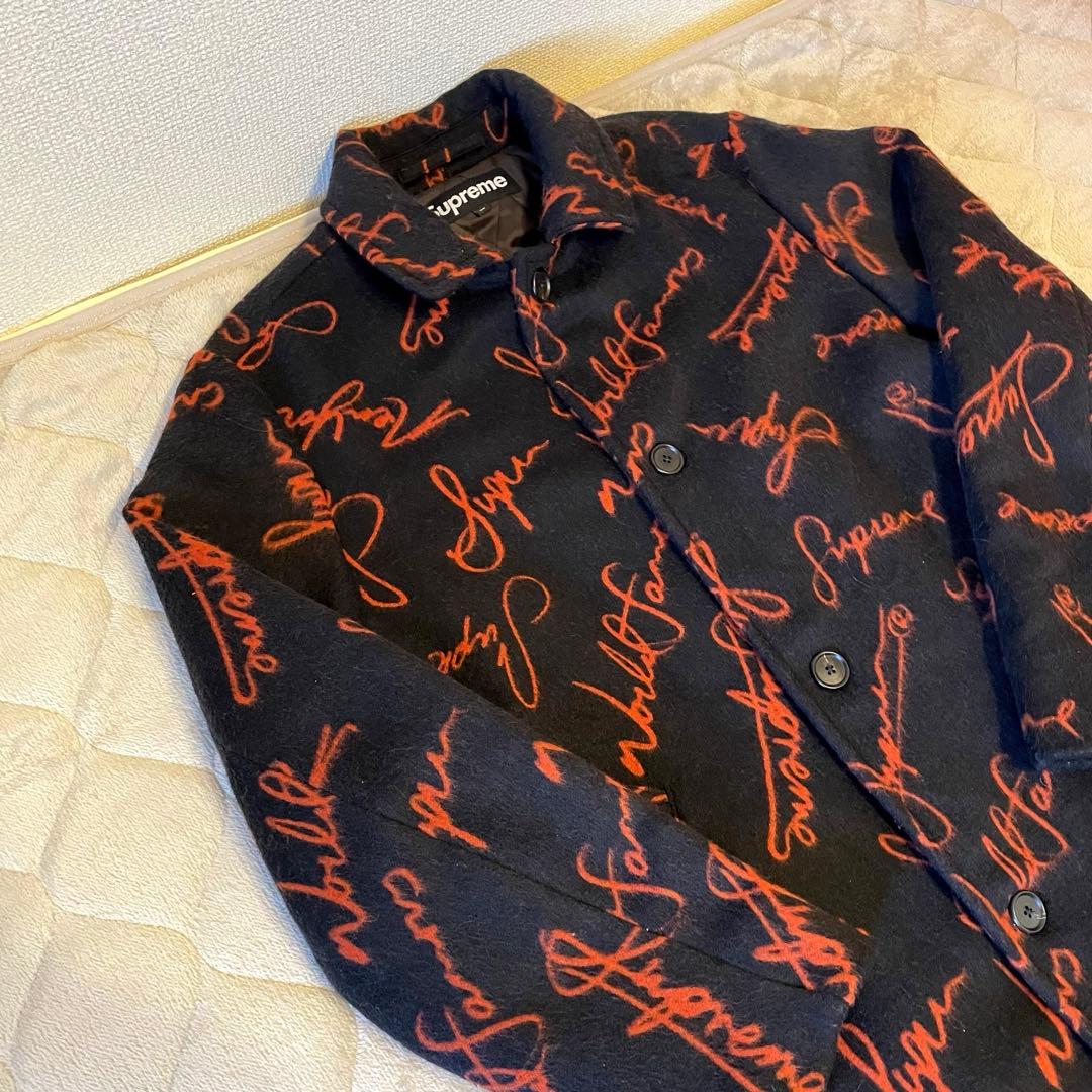 ブ*ル様 Supreme Script Logos Wool Overcoat