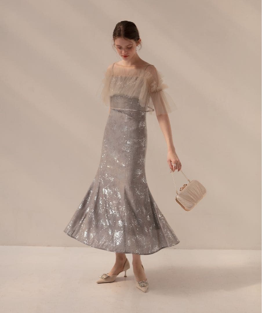 LEJA チュールフリルボレロペイントマーメイドワンピースドレス Sサイズ