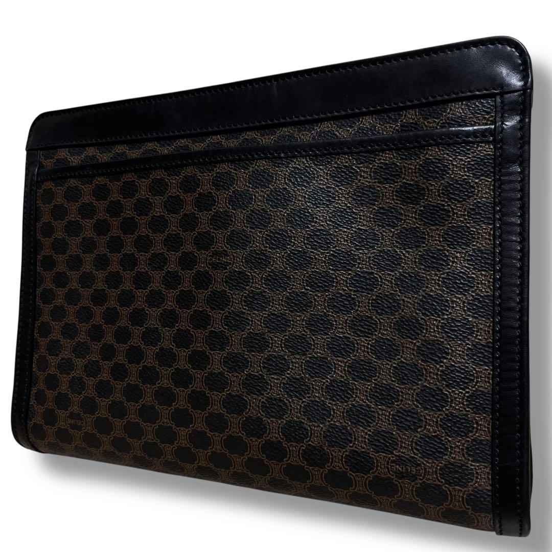 CELINE クラッチバッグ 黒 ブラック マカダム レザー セリーヌ