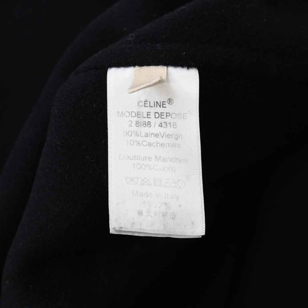 ■ 48300★冬 CELINE セリーヌ ノーカラーコート ダークネイビー”