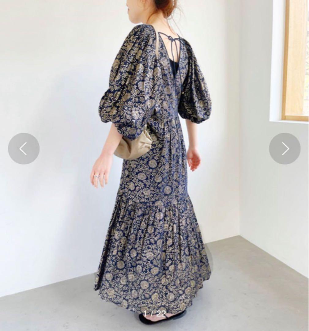 ヌキテパ　 コットンボイルフラワープリントワンピース　23ss