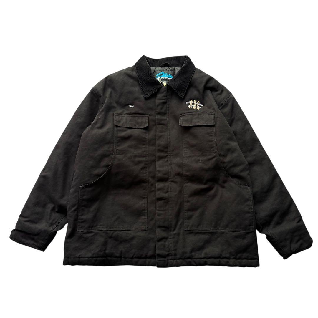 ダックチョアコート 企業ロゴ 黒 ビンテージ ワークジャケット カバーオール