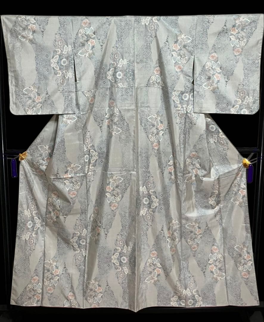 都喜ヱ門 本場大島紬 総絣 小紋 蝶文 花文 華文 美品 イ6625