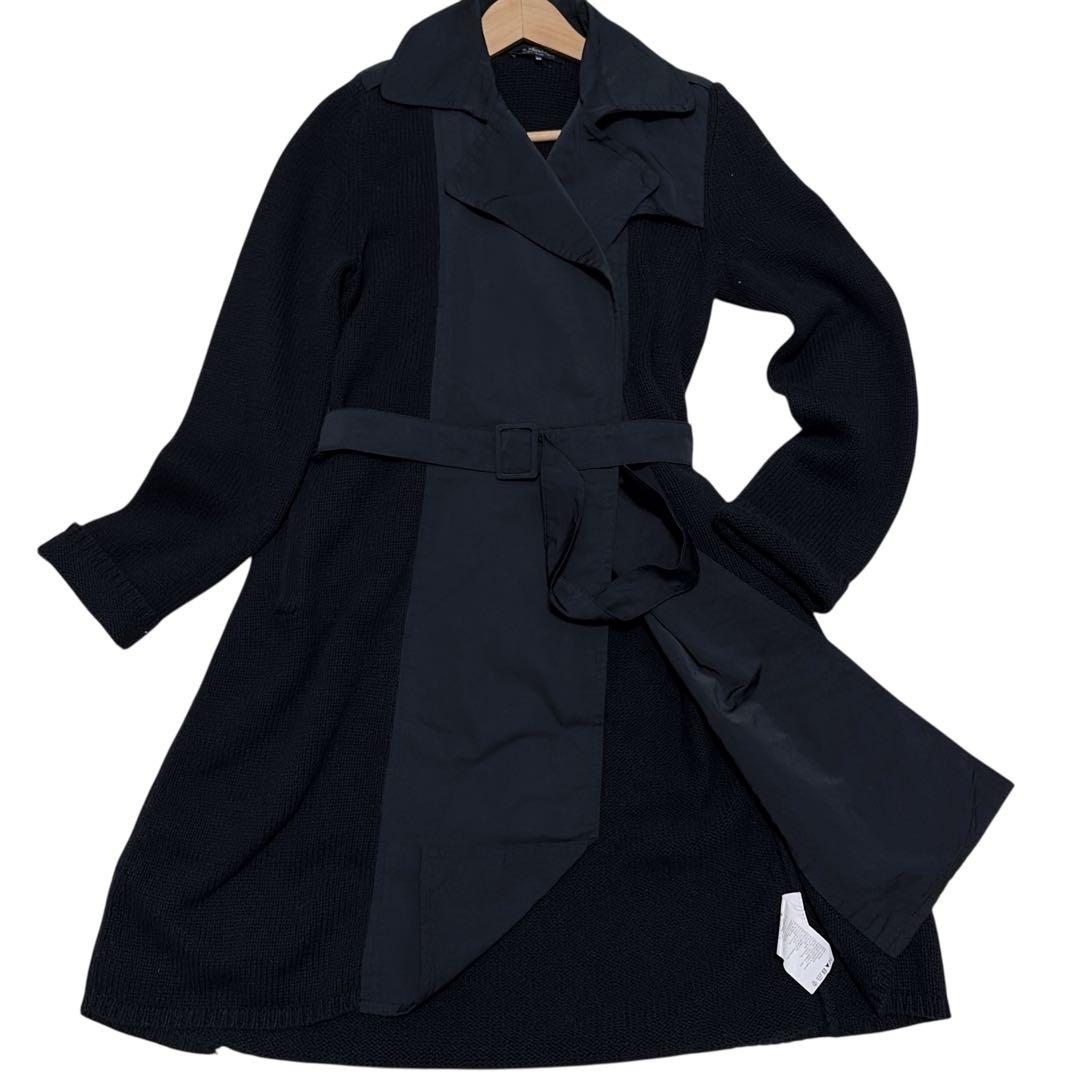 マックスマーラ　カシミア混　ロングコート　カーディガン　ベルト付き　異素材