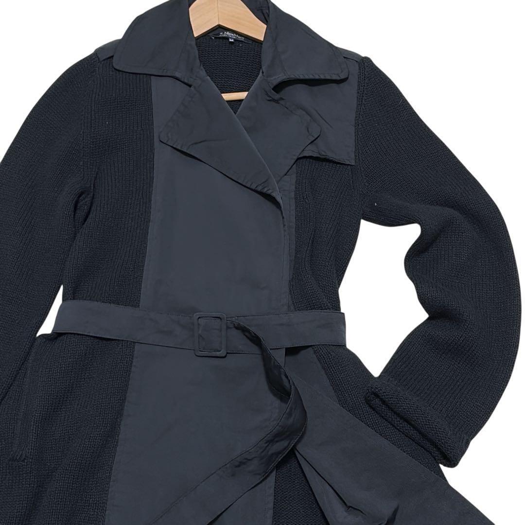 マックスマーラ　カシミア混　ロングコート　カーディガン　ベルト付き　異素材